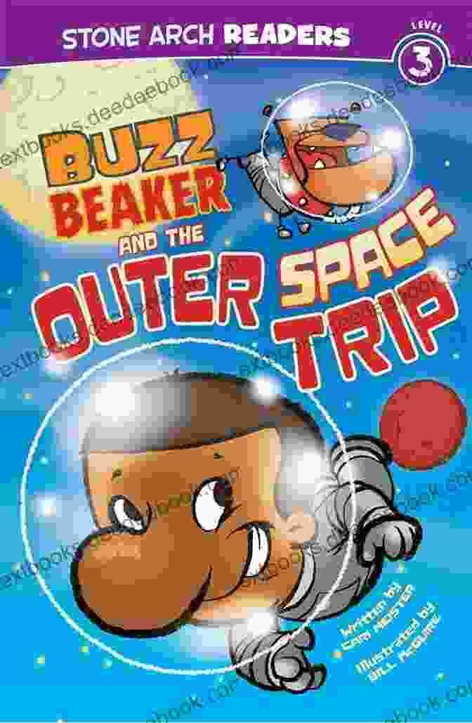 A Child Reads A Buzz Beaker Book, Surrounded By Planets And Stars. Buzz Beaker And The Outer Space Trip (Buzz Beaker Books)