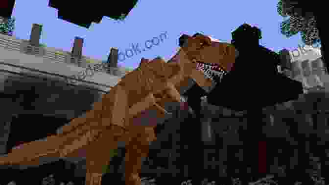 Jurassic Block Steve Standing In Front Of A Towering Dinosaur In A Minecraft Themed Comic Strip Jurassic Block (Steve S Comic Adventures 3)