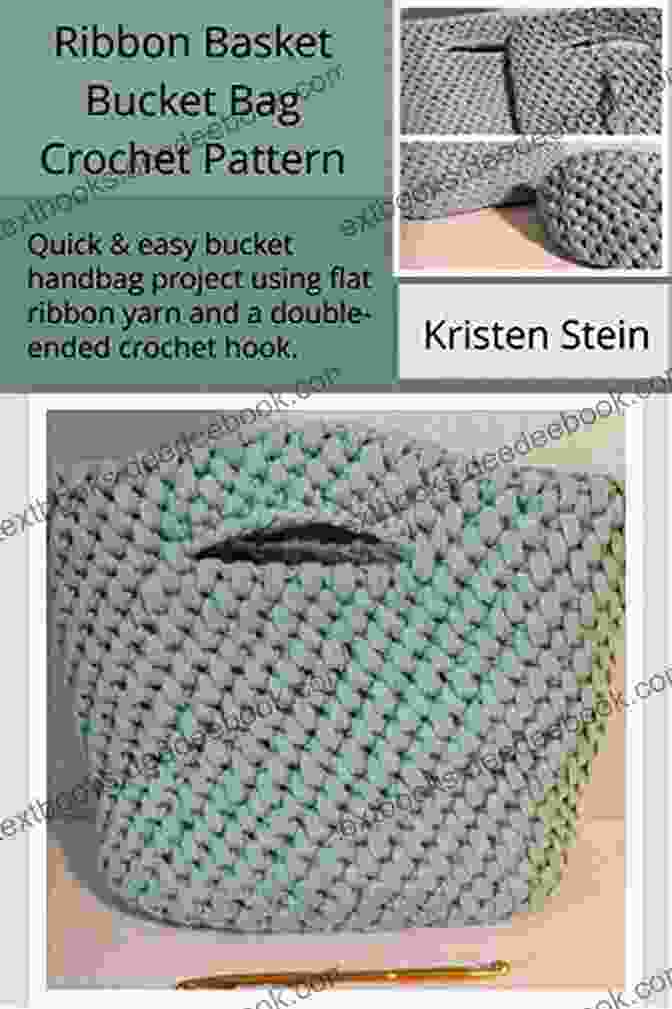 Mesmerizing Ribbon Basket Bucket Bag Crochet Pattern Ribbon Basket Bucket Bag Crochet Pattern : Quick Easy Bucket Handbag Using Flat Ribbon Yarn And A Double Ended Crochet Hook