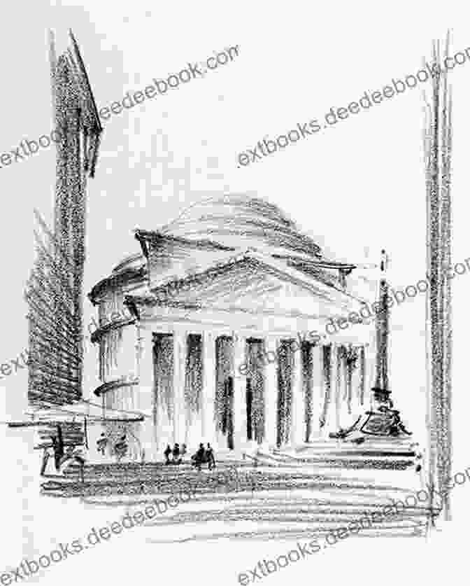 Morton In Rome, Seated On A Bench In Front Of The Pantheon, Sketching The Building A Traveller In Rome (H V Morton)
